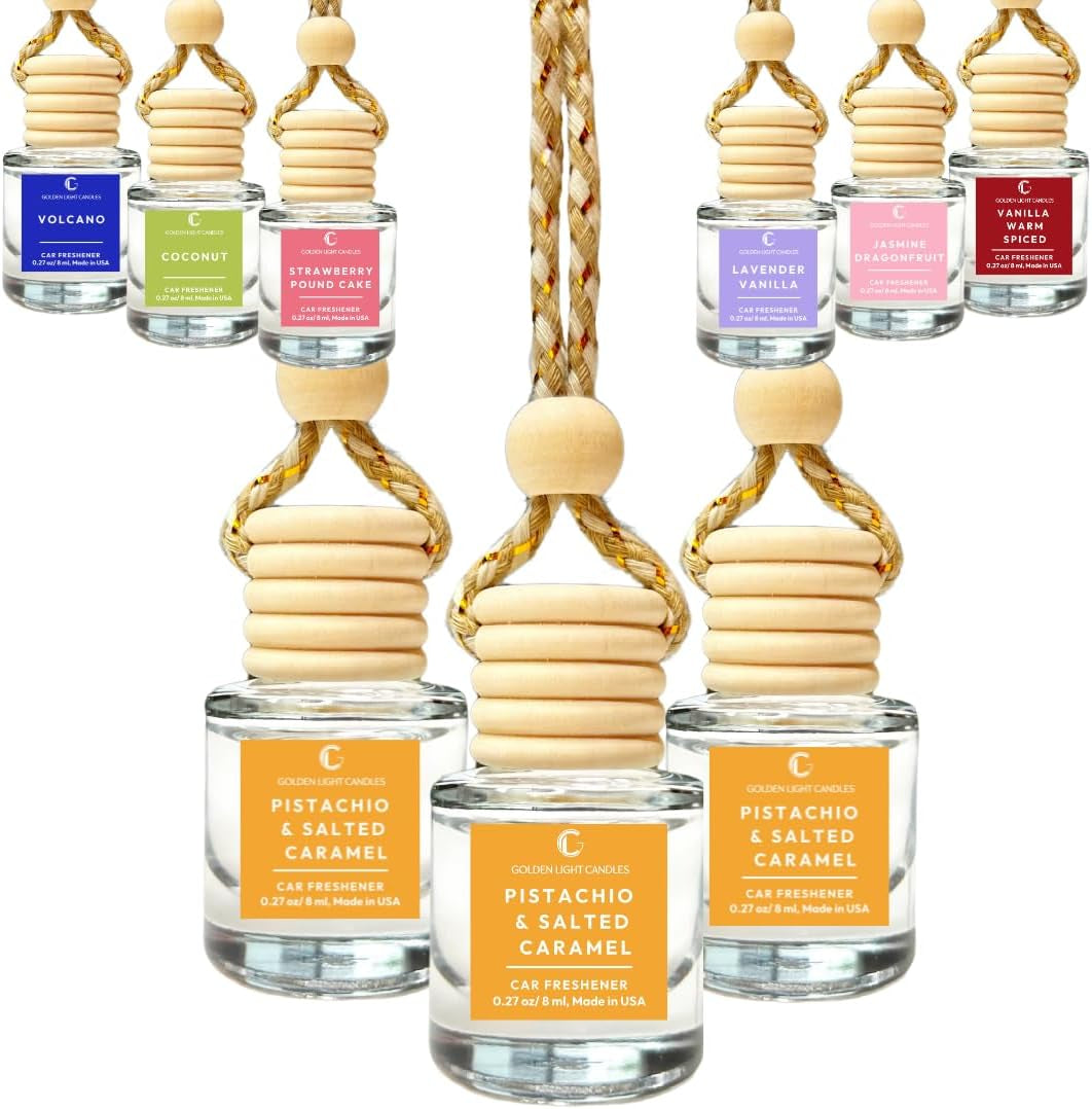 Car Air Freshener Hanging (Pack of 2) | Pistachio and Salted Caramel Car Scent | Cute Car Fragance Oil Diffuser | Car Fresheners for Women and Men | Made in USA | Buy 2+ and save 33%*