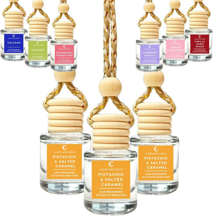 Car Air Freshener Hanging (Pack of 2) | Pistachio and Salted Caramel Car Scent | Cute Car Fragance Oil Diffuser | Car Fresheners for Women and Men | Made in USA | Buy 2+ and save 33%*